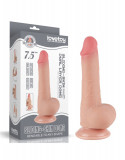 Dildo Realist Sliding-Skin, Ventuza Detasabila, TPE, Natural, 19.5 cm