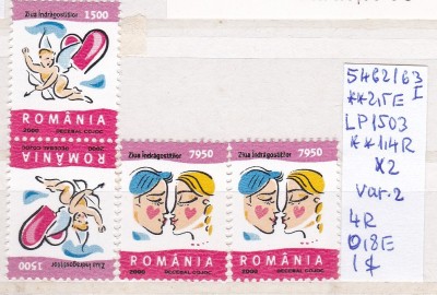 2000 Ziua Indragostitilor serie dubla var. II LP1503b MNH Pret 2+1 Lei foto