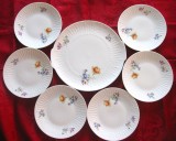 SET SERVICIU PORTELAN HUTSCHENREUTHER BAVARIA MODEL EXZELLENZ CU DECOR FLORAL PLATOU TORT SI FARFURII