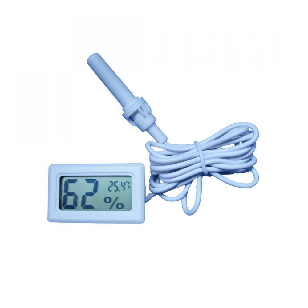 Termometru si higrometru digital, cu un senzor cu cablu, culoare alb, cu  sonda | Okazii.ro