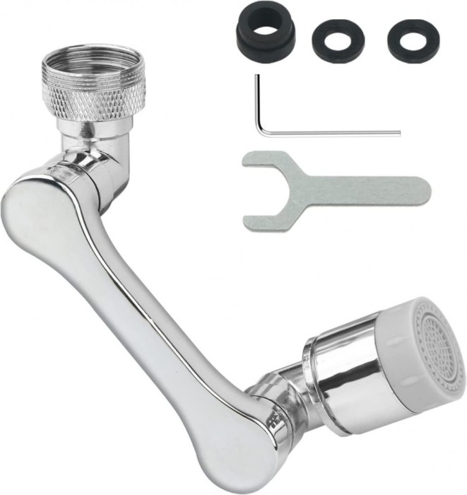 Extensie Robinet Rotativa 1080&deg;, Pivotant In Orice Directiei, Functie de Economisire a Apei, aliaj de cupru,