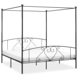 vidaXL Cadru de pat cu baldachin, gri, 200 x 200 cm, metal