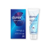 Cumpara ieftin Pachet pentru cupluri: Prezervative Durex Natural Regular Fit, 54 mm, 12 buc + Lubrifiant pe bază de apă Durex Natural Hidratante, 100 ml