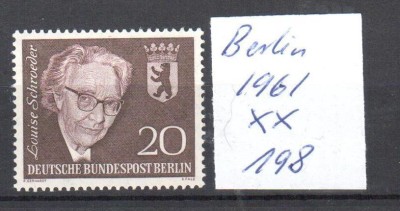 GERMANIA BERLIN 1961 PRIMAR BERLIN ,LOUISE SCHROEDER , TIMBRU NESTAMPILAT foto