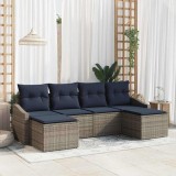 vidaXL Set de canapele pentru grădină 6 pcs Gri și bleumarin poliratan 3355504