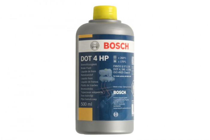 Lichid de frana DOT4 (0.5L) [uscat: 265&deg;C. umed: 170&deg;C. vascozitate: 700mm&sup2;/sec.] - viscozitatea redusa a fluidului pentru vehiculele cu sisteme: ABS.