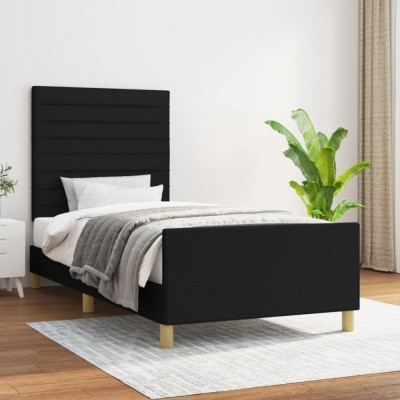 vidaXL Cadru de pat fără saltea, negru, 100x200 cm, textil 3125116 foto