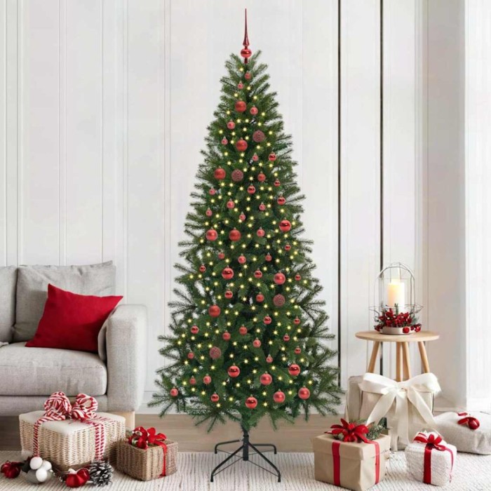 Brad de Crăciun artificial cu 300 LED Verde 210 cm PE și PVC