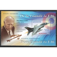 Romania 2016 - LP 2121a - 130 ani Henri Coanda, aviatie, F16, F-16