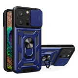Husa pentru iphone 15 pro max, slide si snap, magnetic ring, blue