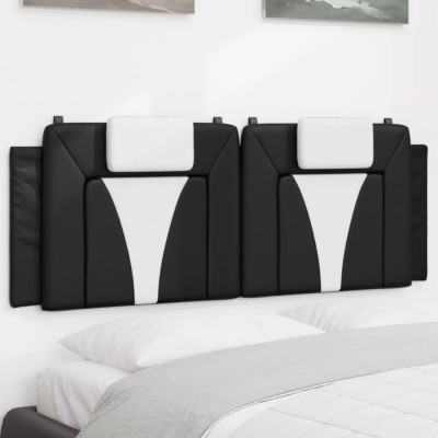 Pernă pentru tăblie pat, negru și alb, 152cm, piele artificială foto