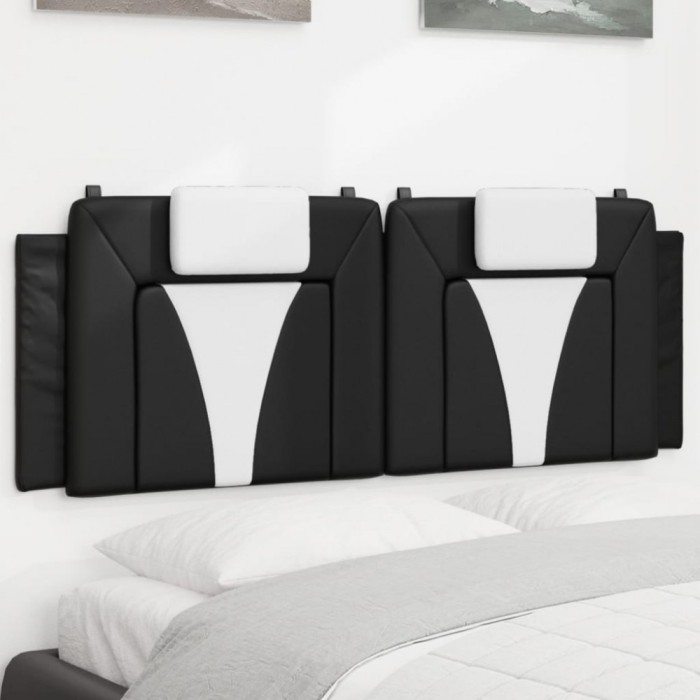 Pernă pentru tăblie pat, negru și alb, 152cm, piele artificială