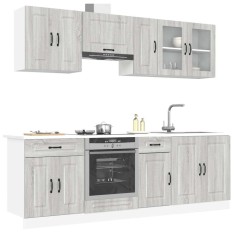 vidaXL Set de dulapuri de bucătărie 8 piese &bdquo;Kalmar&rdquo; lemn Sonoma gri 3314827