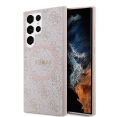Husa pentru Samsung Galaxy S24 Ultra - Guess 4G Collection Leather MagSafe (GUHMS24LG4GFRP) - Pink foto