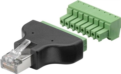 Adaptor bloc terminal cu 8 pini tip regleta surub la RJ45 tata 8P8C Goobay 76736 foto