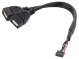 Cablu USB 2.0 DELOCK 84933, USB A x2 la conector 10pin aurit, 0.15m