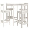 Set mobilier de bar pentru gradina, 5 piese,alb, lemn masiv pin