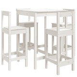 Set mobilier de bar pentru gradina, 5 piese,alb, lemn masiv pin