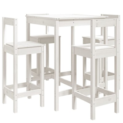 Set mobilier de bar pentru gradina, 5 piese,alb, lemn masiv pin foto