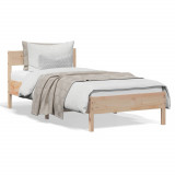 Cumpara ieftin Cadru de Pat cu Suport Capatai Single pentru 1 Persoana, 90x190 cm, Lemn Masiv Pin Natur
