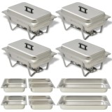 VidaXL Set vase &icirc;ncălzire m&acirc;ncare, 4 piese, oțel inoxidabil
