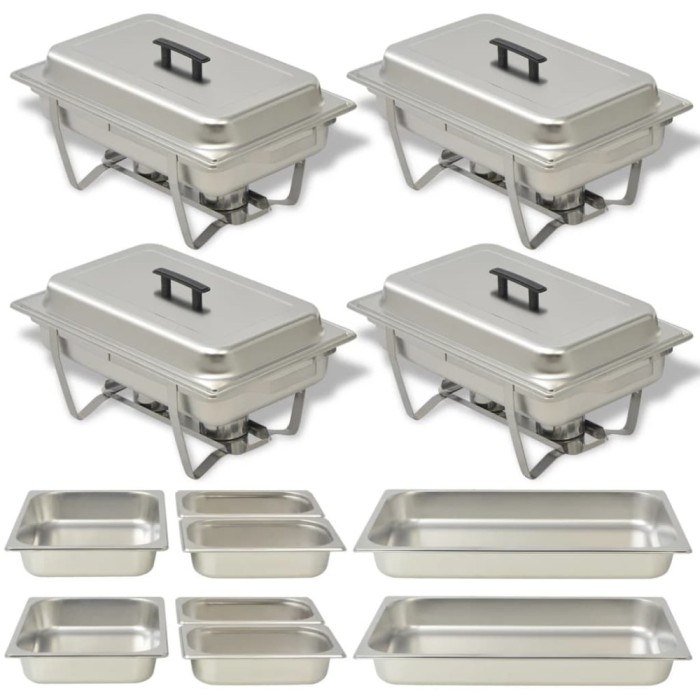 Gossi set vase incalzire mancare, 4 piese, otel inoxidabil