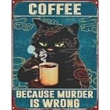 Decoratiune metalica cu o reclama la cafea cu o pisica NY-24, Ornamentale