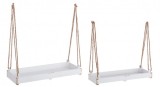 Cumpara ieftin Set 4 etajere lemn alb antichizat Ashley 49x17x8.5 cm, 60x20x8.5 cm
