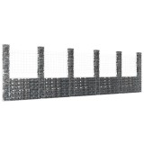 vidaXL Coș gabion &icirc;n formă de U cu 6 st&acirc;lpi, 620x20x200 cm, fier