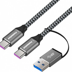 Cablu USB 3.2 Gen2 type C + adaptor USB-A T-T 3A/60W 2m, ku31cq2
