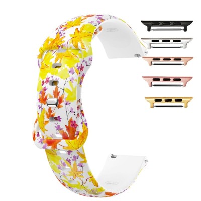 Curea silicon, compatibila Apple Watch 10, 42mm, Quick Release, Autumn Leafs foto