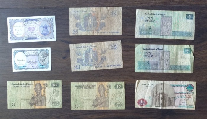 Lot 9 bancnote (semnaturi) diferite - Egipt