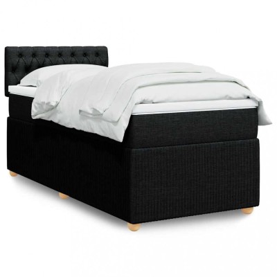 vidaXL Pat box spring cu saltea, negru, 100x200 cm, textil 3289676 foto