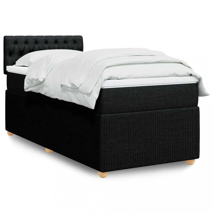 vidaXL Pat box spring cu saltea, negru, 100x200 cm, textil 3289676