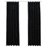 Cumpara ieftin Draperii opace, 2 buc., negru, 140x225 cm, catifea, cu carlige