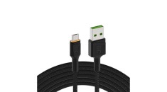 Green Cell Cablu de date ?i incarcare USB cu raze - Micro USB 200cm portocaliu cu iluminare LED Ultra Charge incarcare rapida suport QC 3.0 foto
