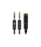 Adaptor cablu casca microfon 4 PINI mama la 2x JACK 3.5 mm 0.3m slim