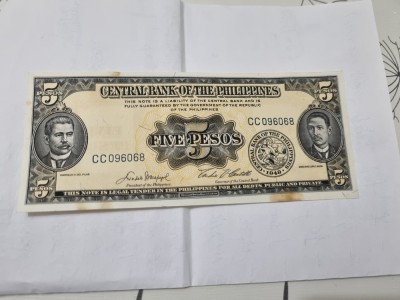 bancnota filipine 5 p 1949 foto