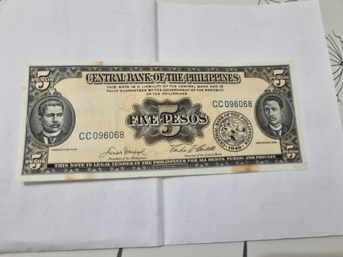 bancnota filipine 5 p 1949