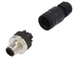 Conector M12 tată 4 pini - IP67, 125V, aurit, pe cablu
