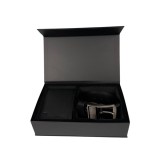 Set cadou pentru barbati, Portofel + Curea, piele naturala, model elegant, Negru, SET16