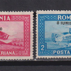 C RAIU POSTA AERIANA SUPRATIPAR 8 IUNIE LP. 84, 2 VALORI MNH