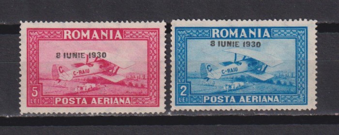 C RAIU POSTA AERIANA SUPRATIPAR 8 IUNIE LP. 84, 2 VALORI MNH