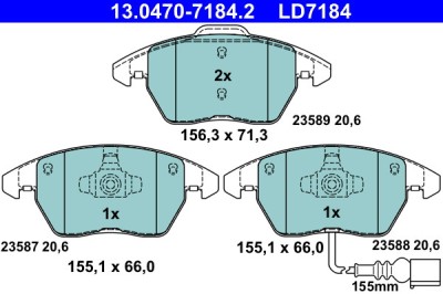 ATE 13.0470-7184.2 ATE Ceramic set placute frana,frana disc foto