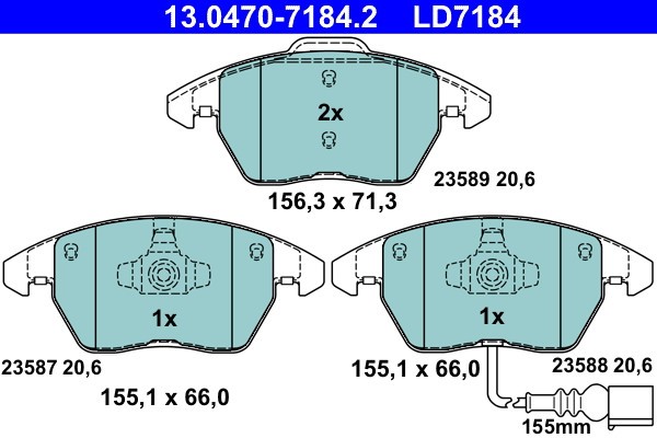 ATE 13.0470-7184.2 ATE Ceramic set placute frana,frana disc