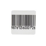 Etichete antifurt autoadezive RF, 30 x 30 mm, cu cod de bare fals, rola 1000 buc