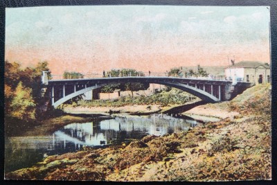 Tecuci 1940 - Podul peste raul Barlad - printata, color, circulata la Galati, 1 timbru intact, Editura D.G.Patron foto