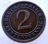 7.691 GERMANIA WEIMAR 2 RENTENPFENNIG 1924 D, Europa, Bronz