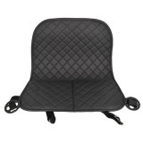 Protectie spatar scaun auto cu buzunare din piele ecologica neagra cusatura neagra, ALM