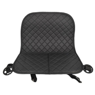 Protectie spatar scaun auto cu buzunare din piele ecologica neagra cusatura rosie foto